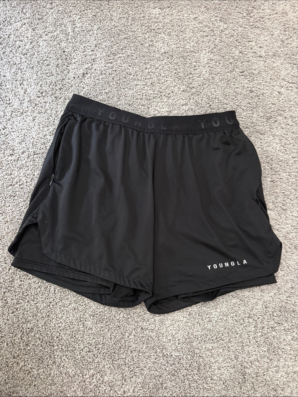 YoungLA Black Men's Athletic Running Shorts